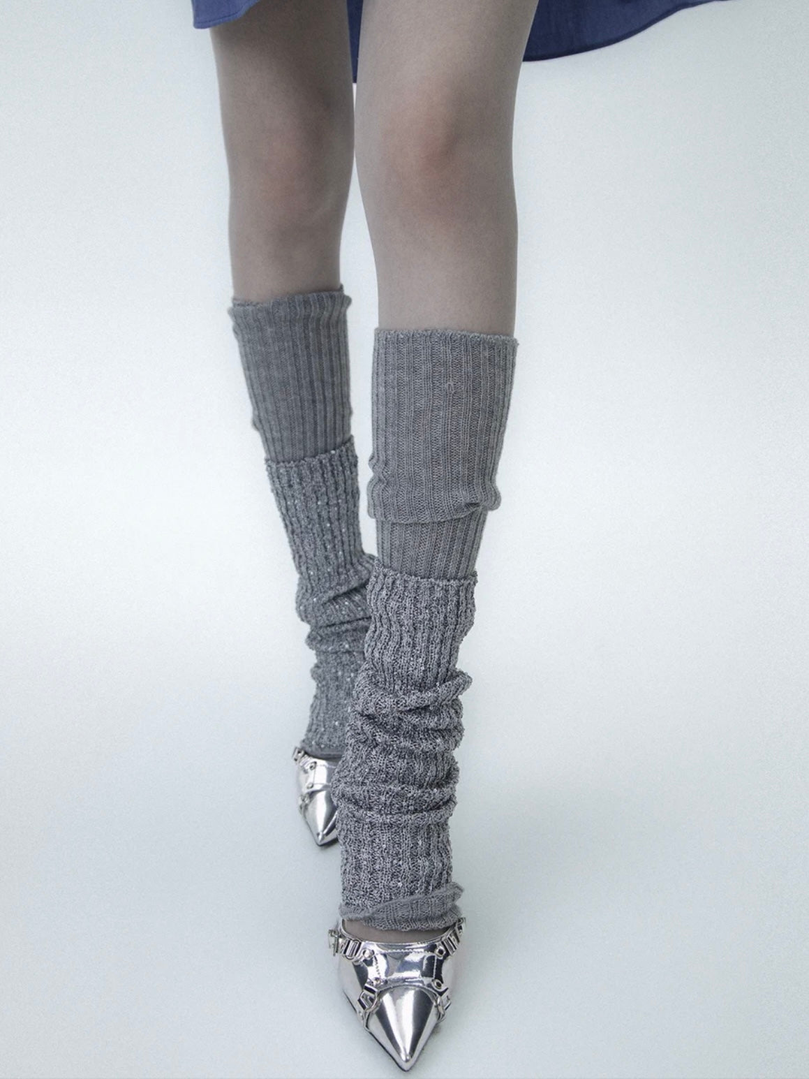 Chanel-inspired Metallic Thread Leg Warmer