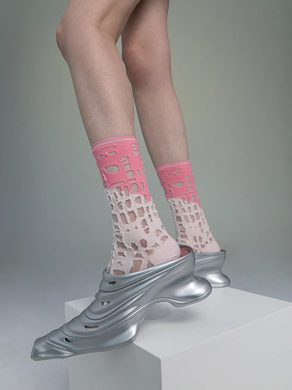 Cutout Color-blocking Dopamine Sock