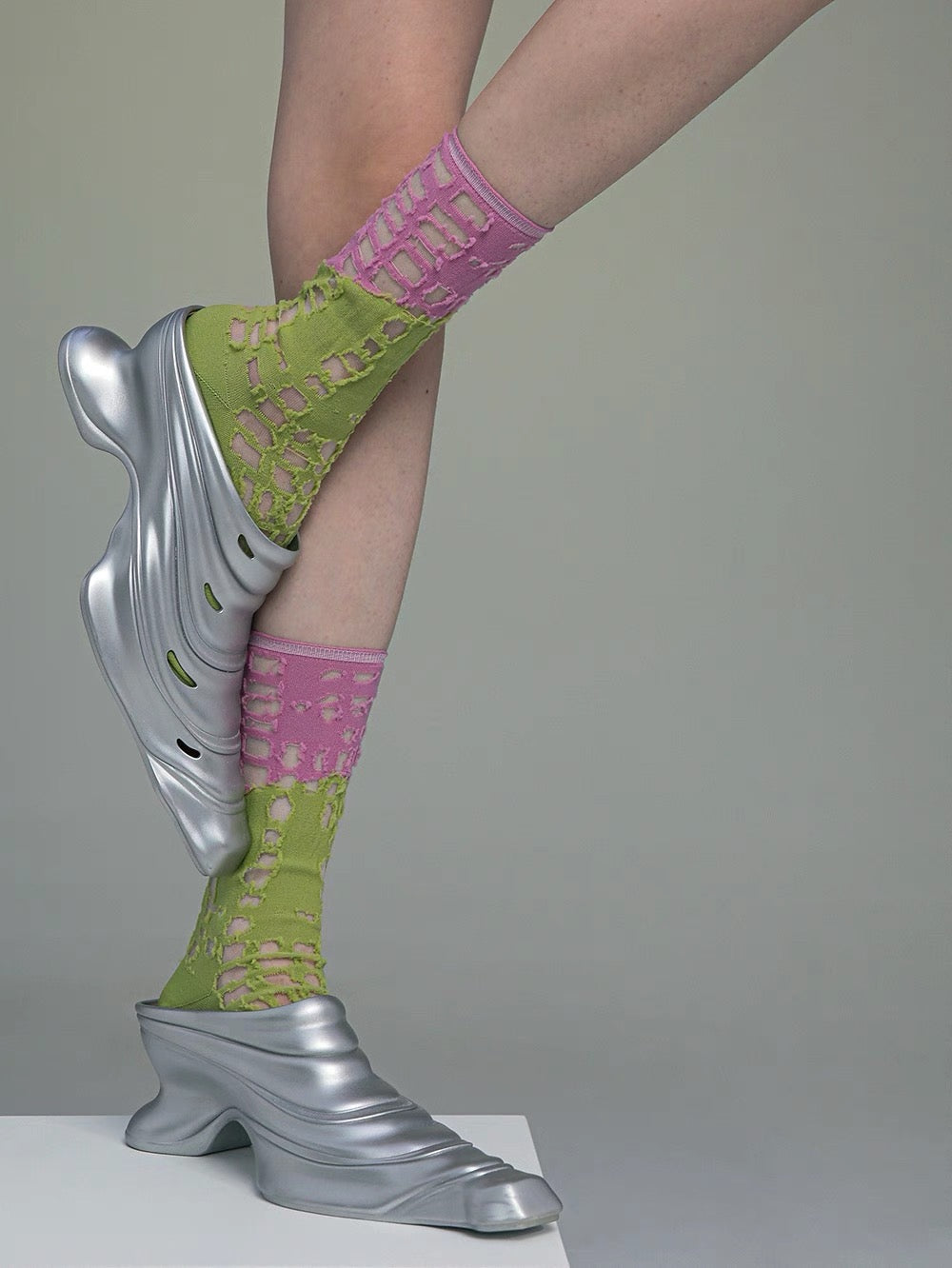 Cutout Color-blocking Dopamine Sock