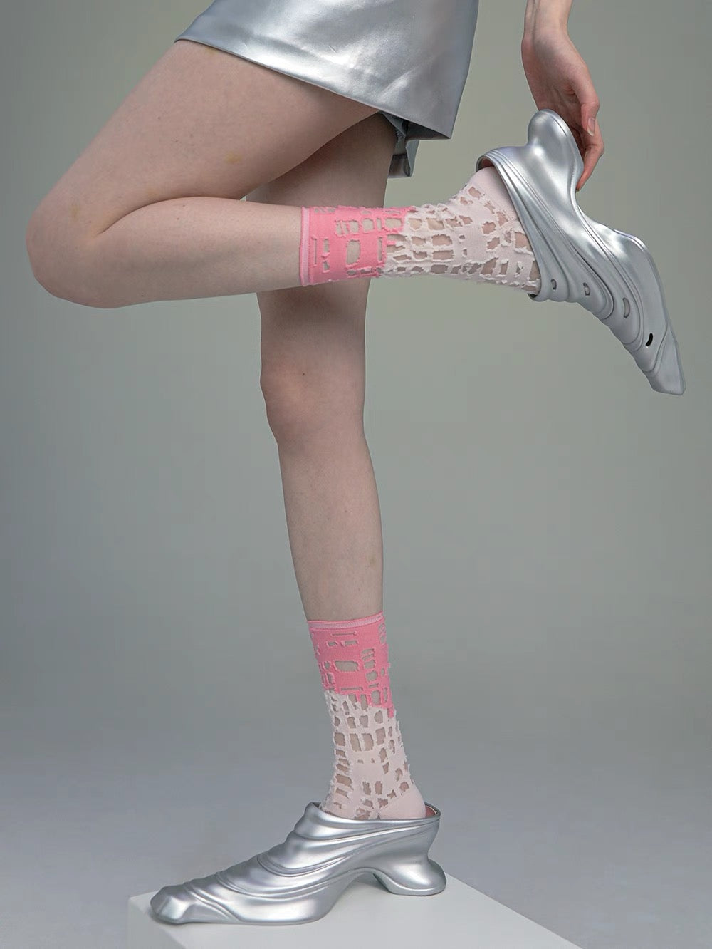 Cutout Color-blocking Dopamine Sock