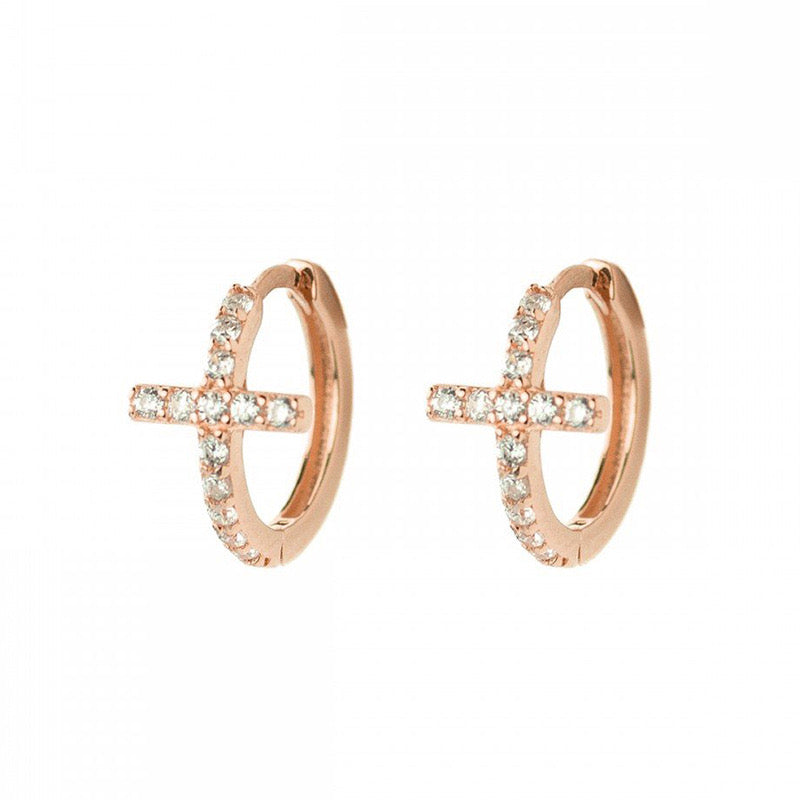 Diamond-encrusted Cross Earring