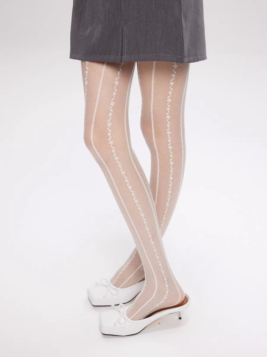 Elegant Jacquard Vertical-striped Stocking