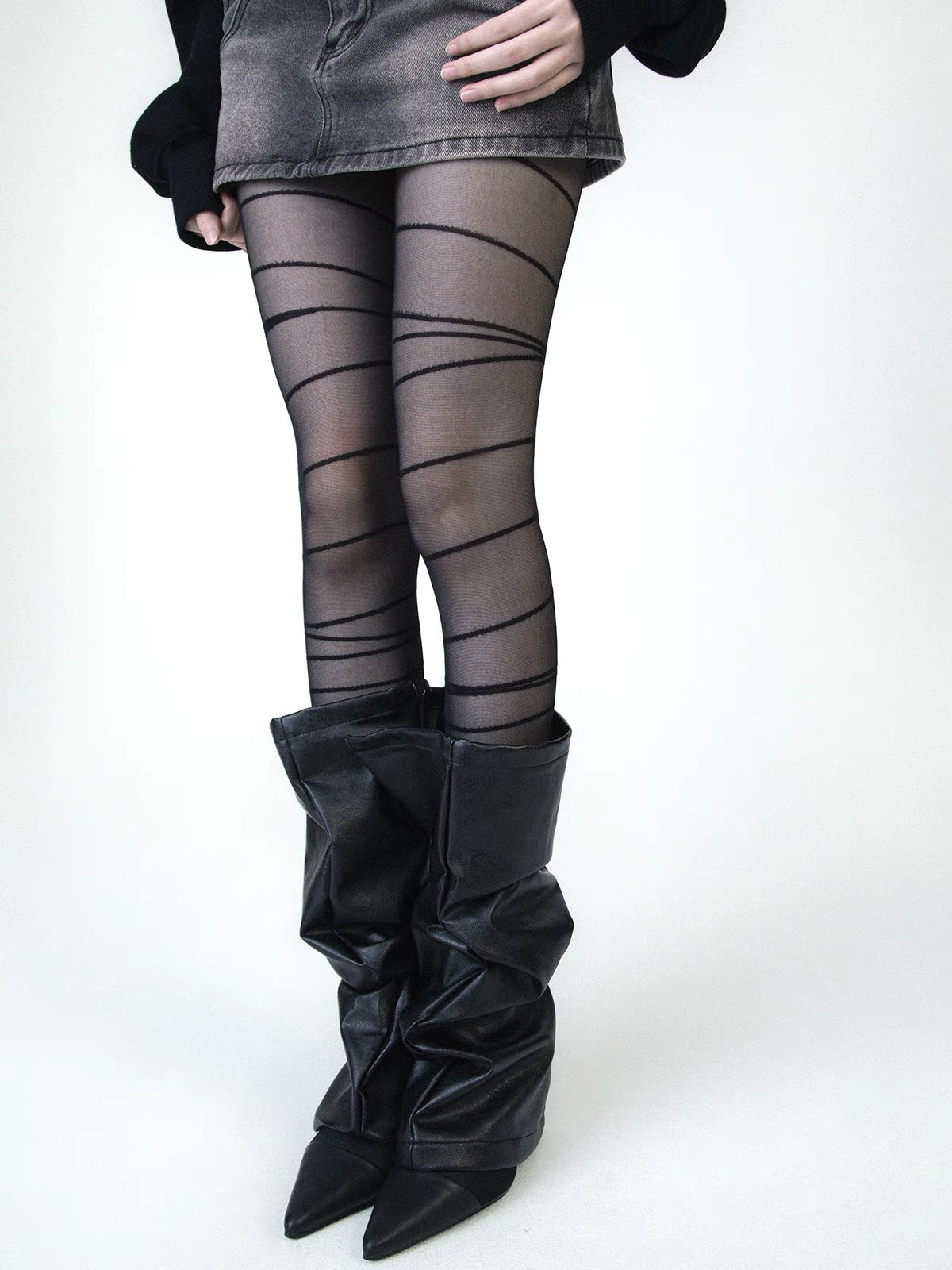 Gothic Geometric Lines Stocking