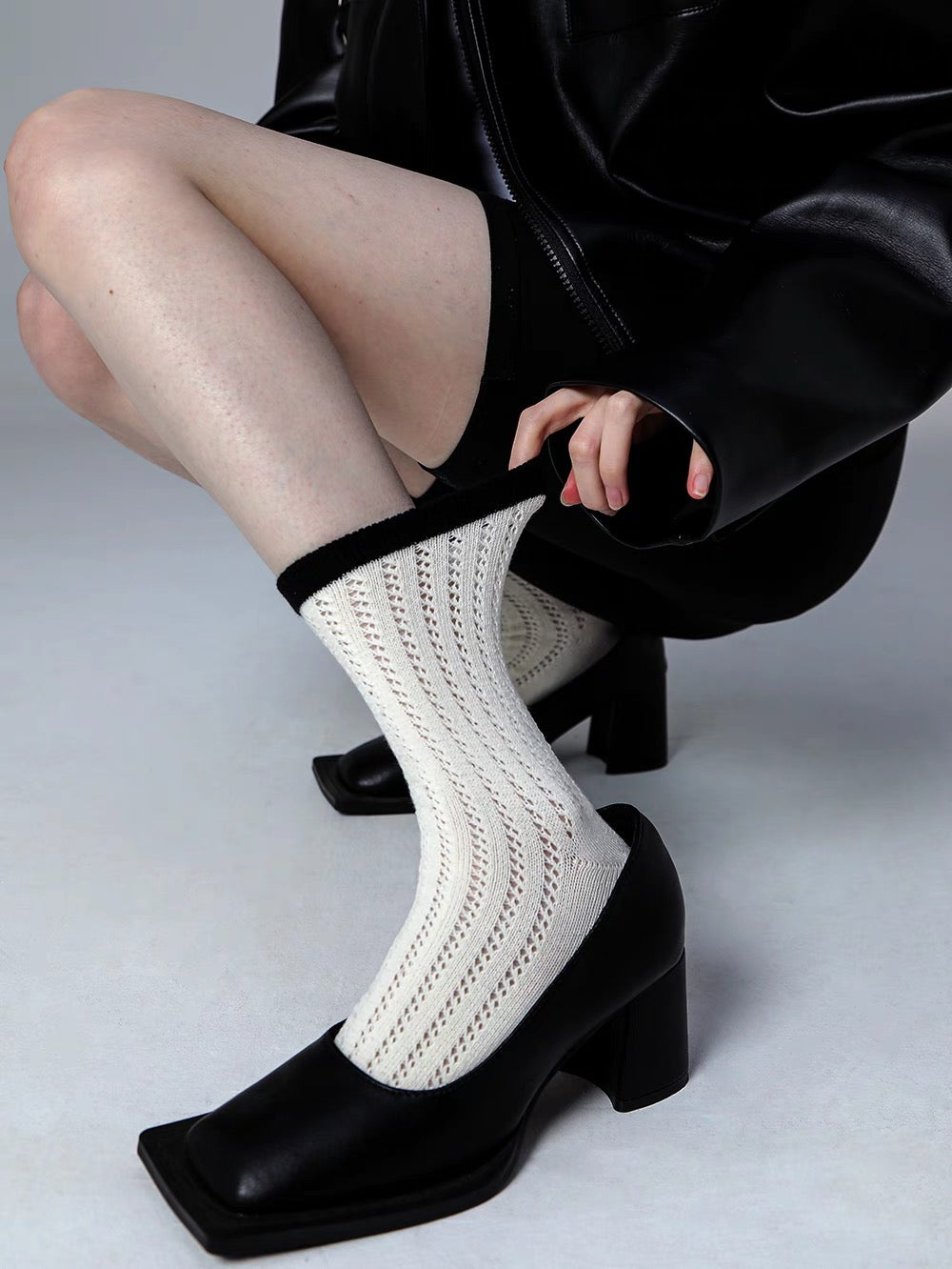 Minimalist-style Hollow-out Mesh Cotton Ankle Sock