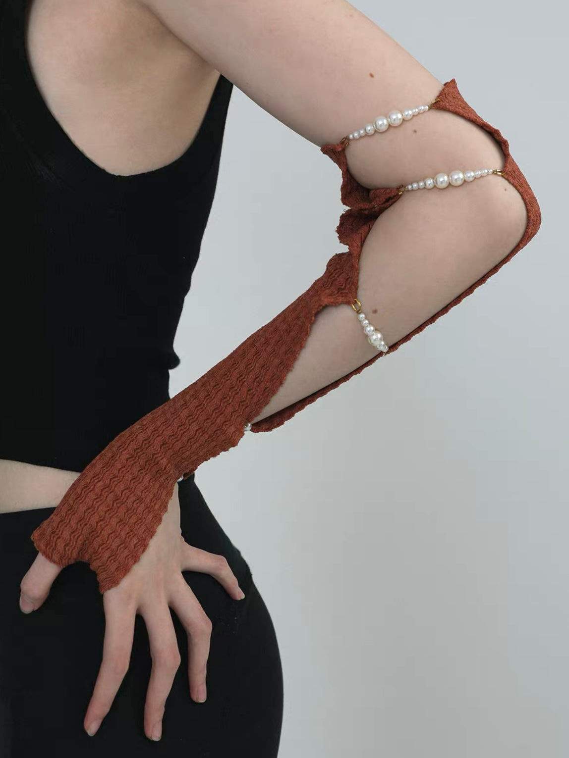 Niche Pearl-adorned Leg Warmer/ Sleeve Cover