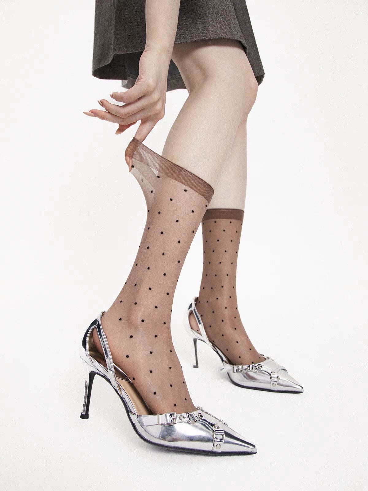 Polka-dot Slightly Sheer Sock