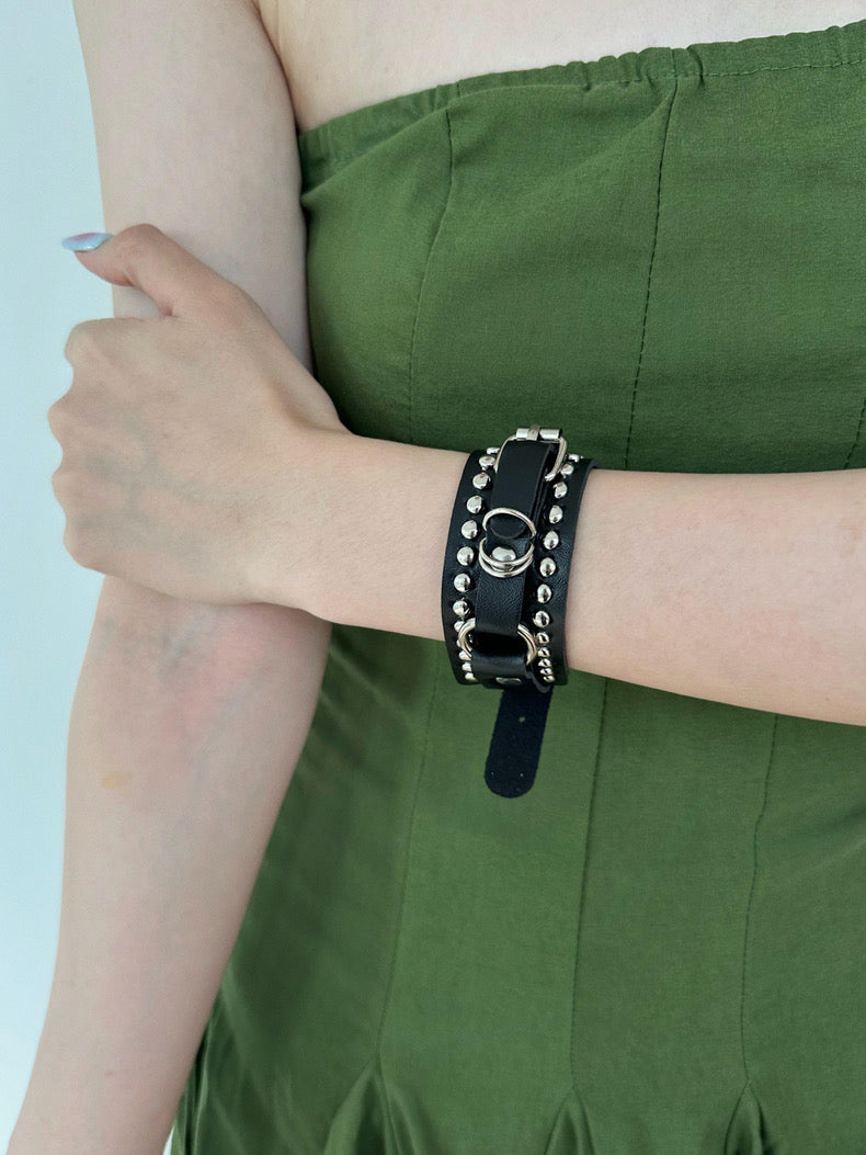 Rivet Leather Buckle Bracelet