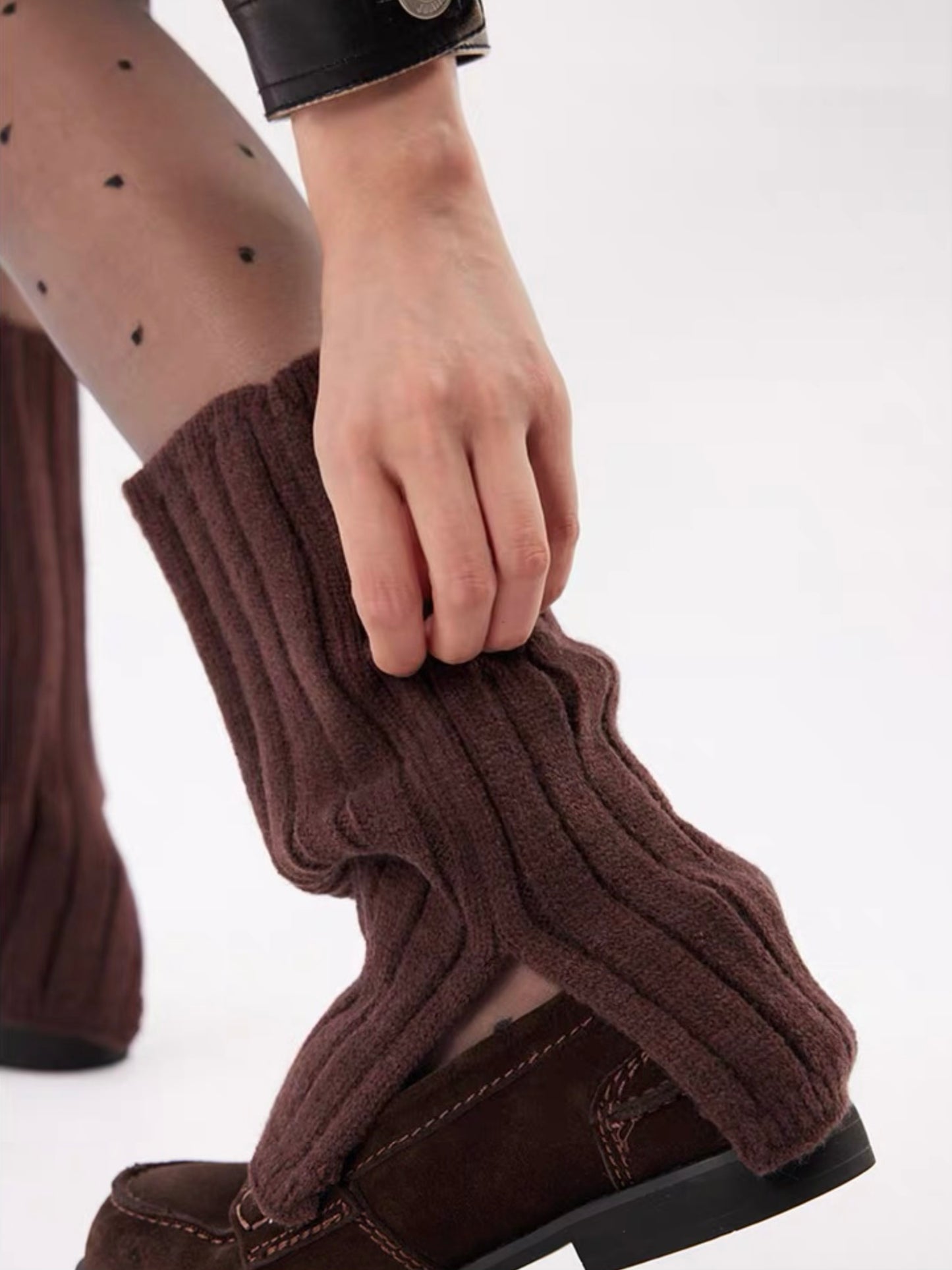 Side-slit Knitted Leg Warmer