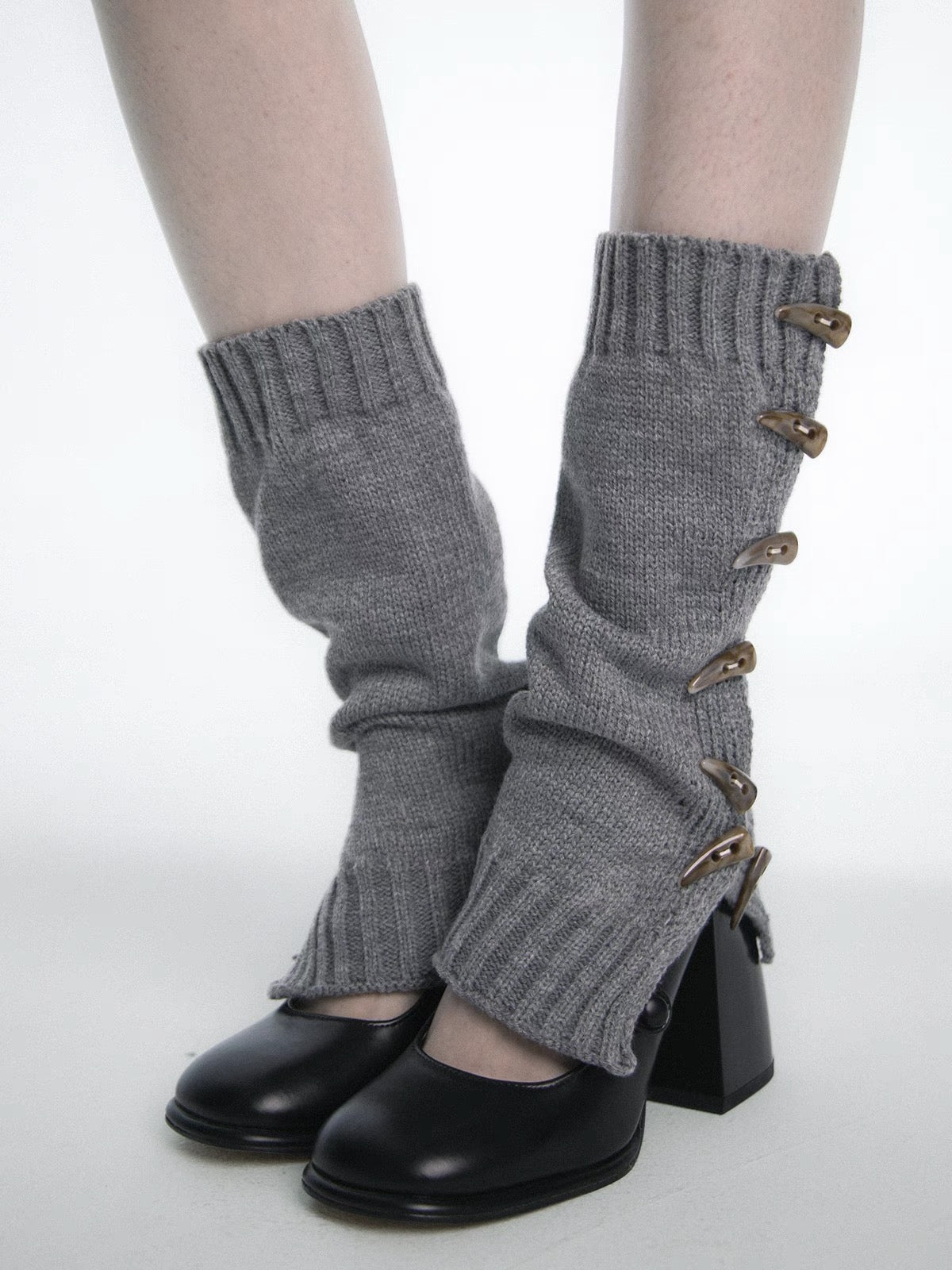 Solid Horn Button Leg Warmer