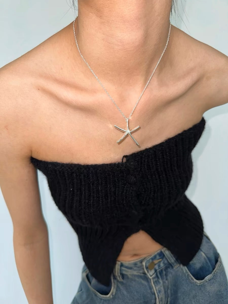 Summer Silver Starfish Pendant Necklace