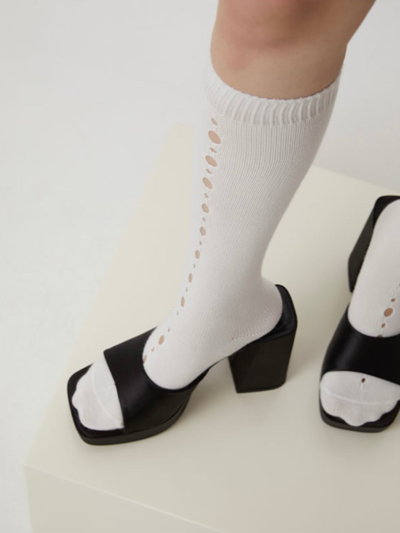 Vertical Striped Perforated Sock