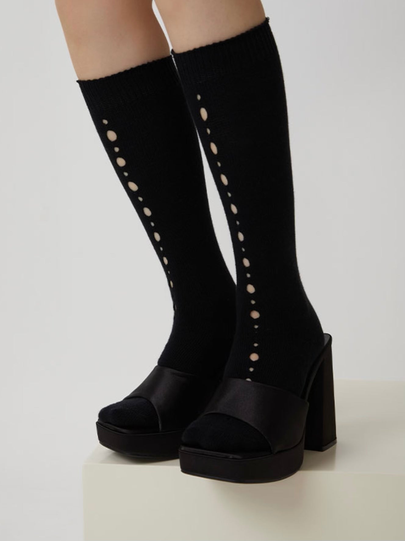 Vertical Striped Perforated Sock