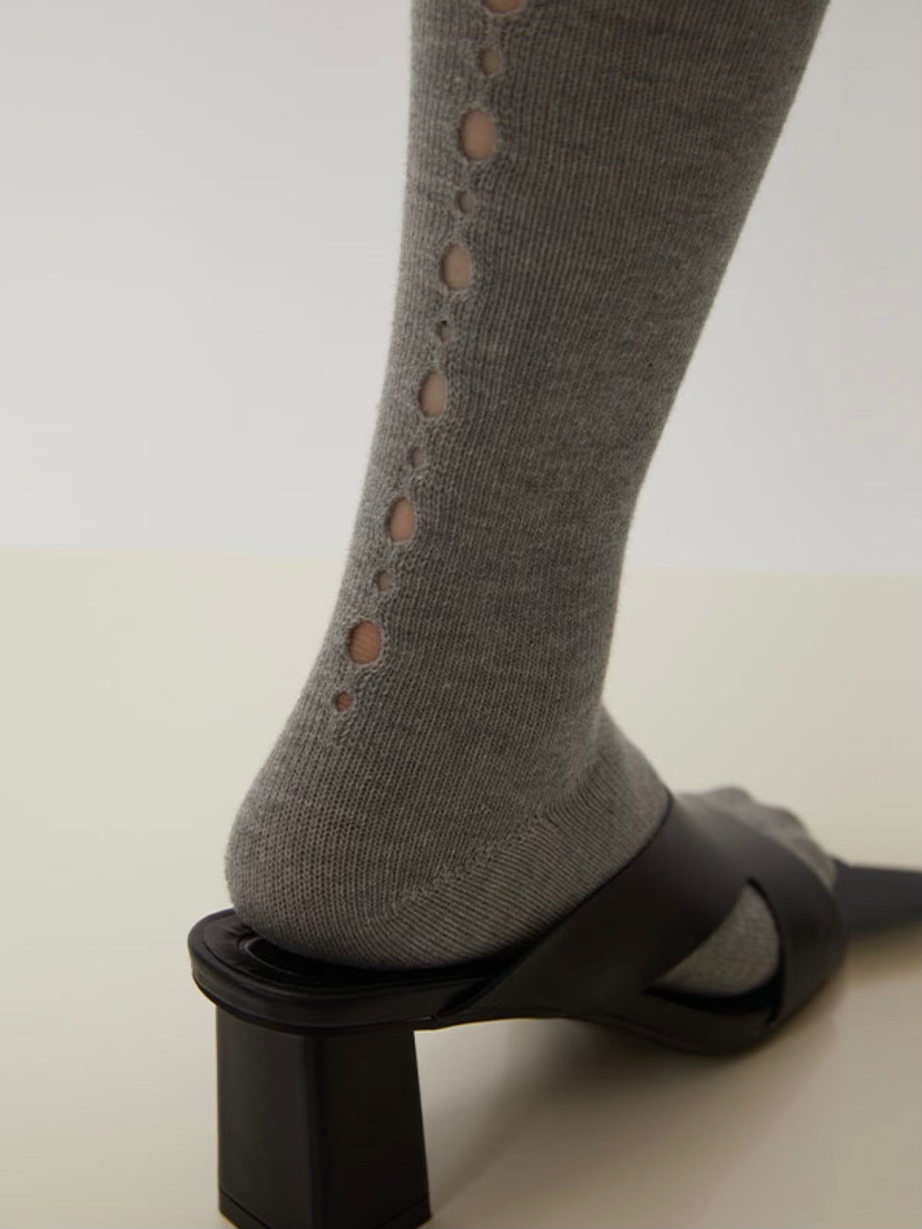 Vertical Striped Perforated Sock