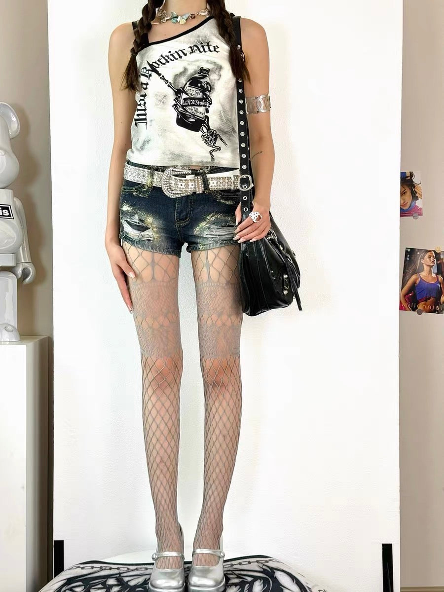 Y2K Lace Cut-out Stocking